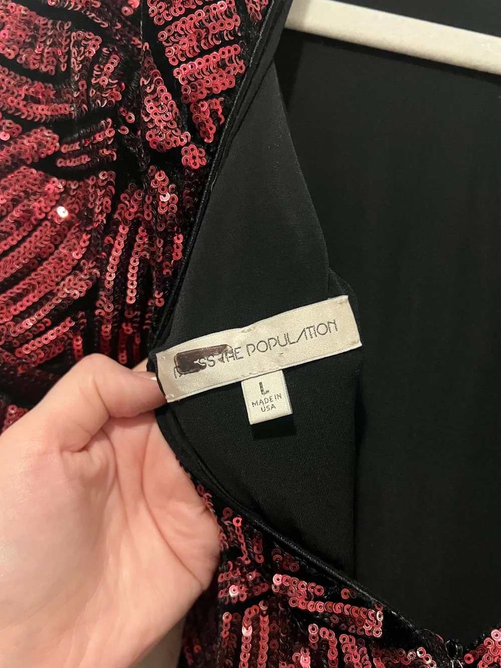 Dress the Population Emery Sequin Long Sleeve Cocktail Dress Burgundy Size L - Picture 8 of 10